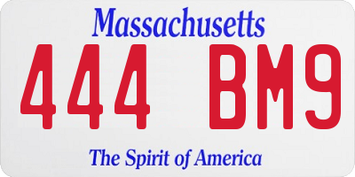 MA license plate 444BM9