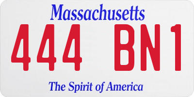 MA license plate 444BN1