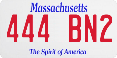 MA license plate 444BN2