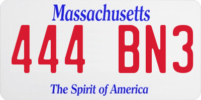 MA license plate 444BN3