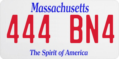 MA license plate 444BN4