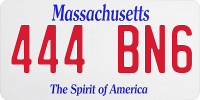 MA license plate 444BN6