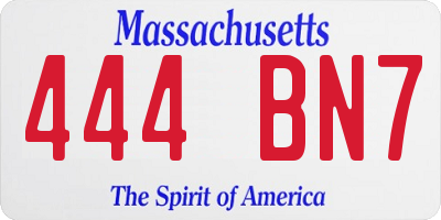 MA license plate 444BN7