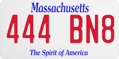 MA license plate 444BN8