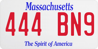 MA license plate 444BN9