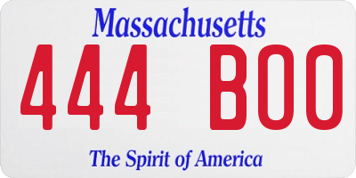 MA license plate 444BO0