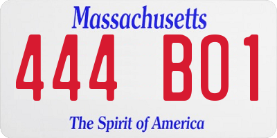 MA license plate 444BO1
