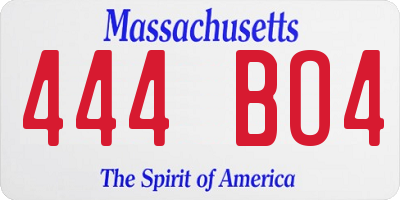 MA license plate 444BO4