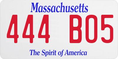 MA license plate 444BO5