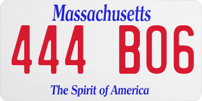 MA license plate 444BO6