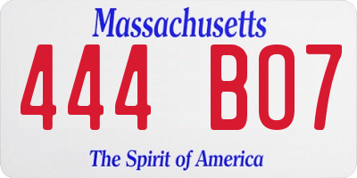 MA license plate 444BO7