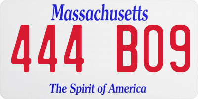 MA license plate 444BO9