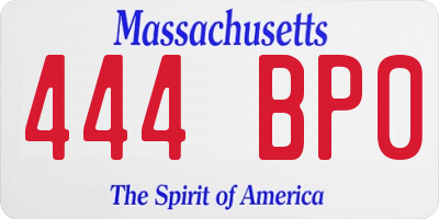 MA license plate 444BP0