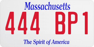MA license plate 444BP1