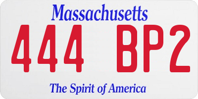 MA license plate 444BP2