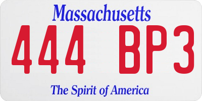 MA license plate 444BP3
