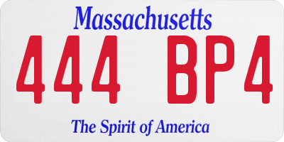 MA license plate 444BP4