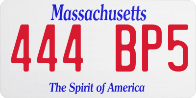 MA license plate 444BP5