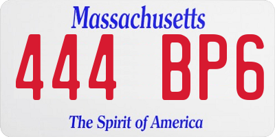MA license plate 444BP6