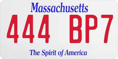 MA license plate 444BP7