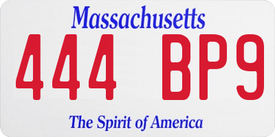 MA license plate 444BP9