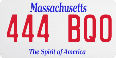 MA license plate 444BQ0