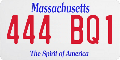 MA license plate 444BQ1