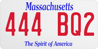 MA license plate 444BQ2