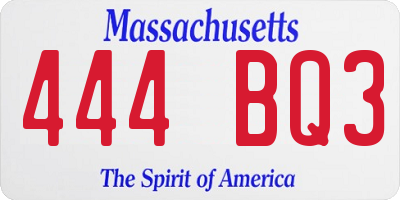 MA license plate 444BQ3