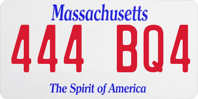 MA license plate 444BQ4