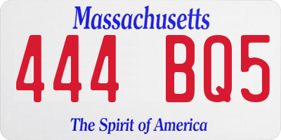 MA license plate 444BQ5