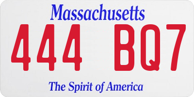 MA license plate 444BQ7