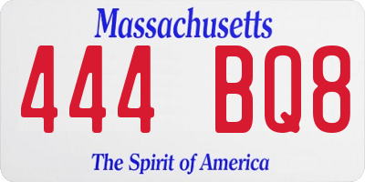 MA license plate 444BQ8