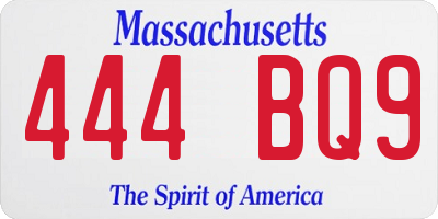 MA license plate 444BQ9