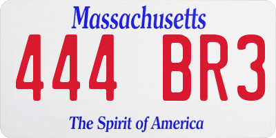 MA license plate 444BR3