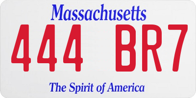 MA license plate 444BR7