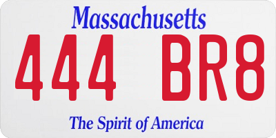 MA license plate 444BR8
