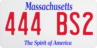 MA license plate 444BS2