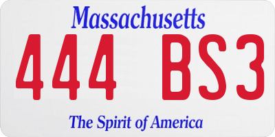 MA license plate 444BS3