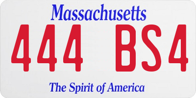 MA license plate 444BS4