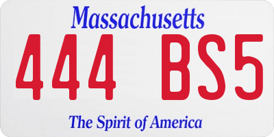 MA license plate 444BS5
