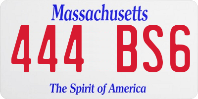 MA license plate 444BS6