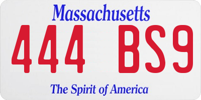 MA license plate 444BS9