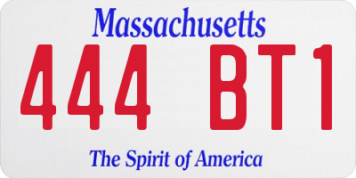 MA license plate 444BT1