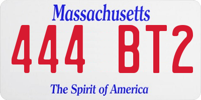 MA license plate 444BT2