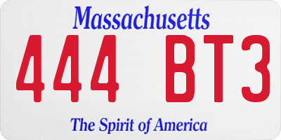 MA license plate 444BT3