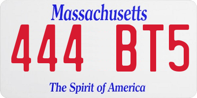 MA license plate 444BT5