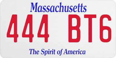 MA license plate 444BT6