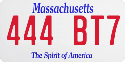 MA license plate 444BT7