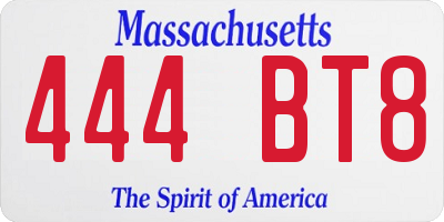 MA license plate 444BT8